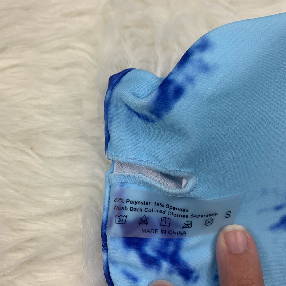 👙New! “LEAH” High Waisted Blue Tie Dye Bikini - Picture 5 of 9